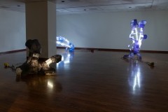 Installation view of On a dime, Don't hold on for too long, and Don't let go too soon